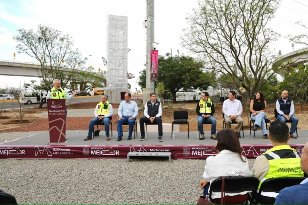 ¡Adiós al tráfico en el sur de Morelia!; Ramírez Bedolla inaugura distribuidor de salida a Pátzcuaro 