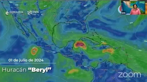 Autoridades de los tres órdenes de gobierno se coordinan ante la presencia del huracán Beryl, en el Atlántico